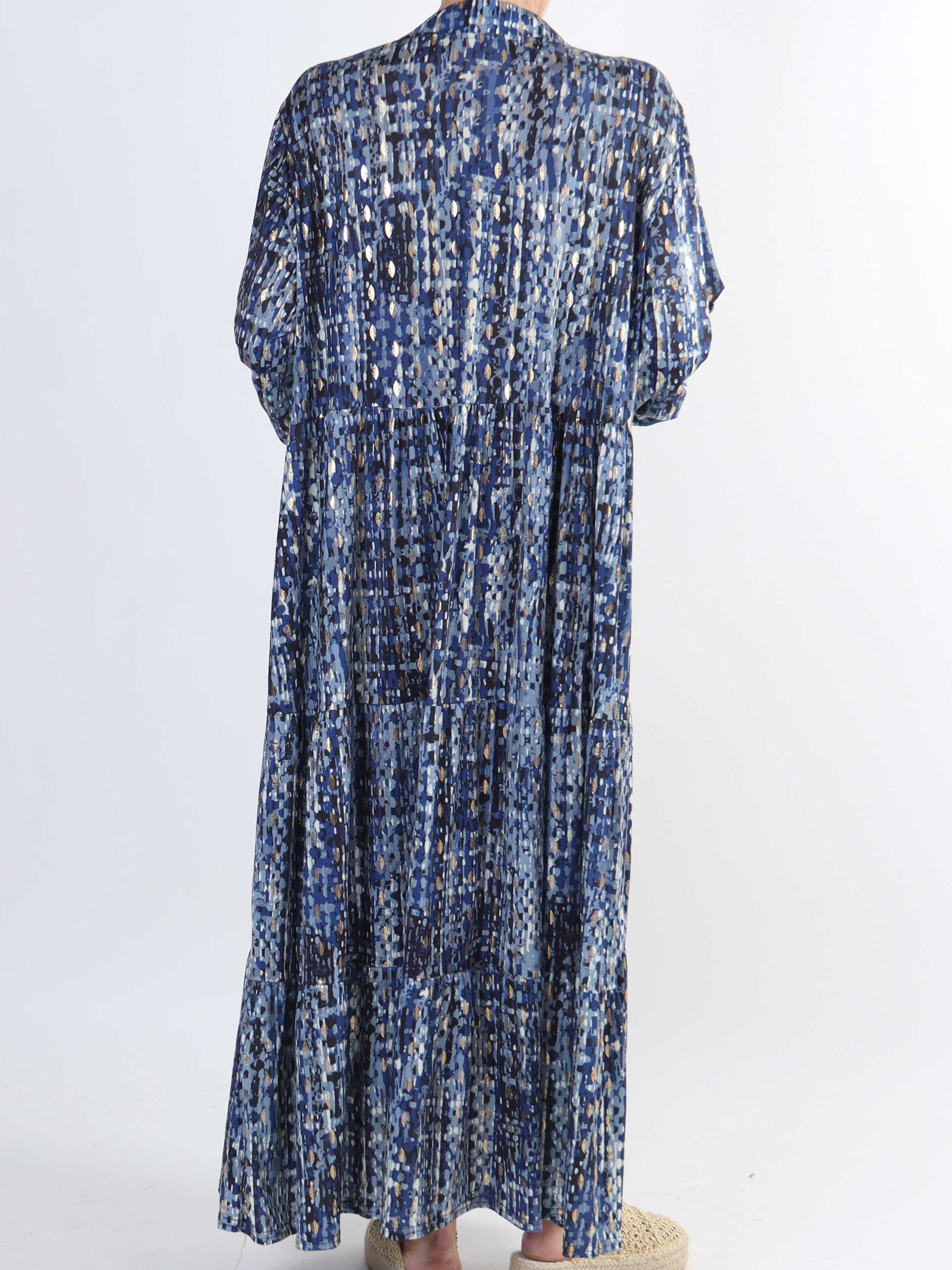 Milano Pattern - Lång mönstrad plus size klänning med lager på lager look